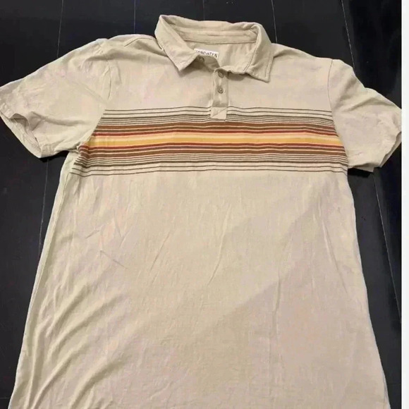 Vintage Hang Ten Polo Collared Shirt Tan Brown Stripe Size XXL - Picture 1 of 5